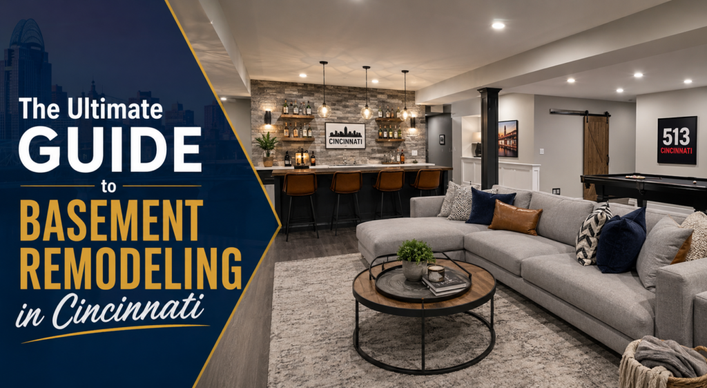 Modern basement remodel with Cincinnati flair